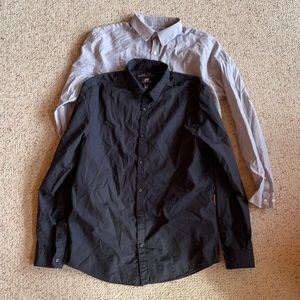 Mens H&M button up (2) light blue & black L